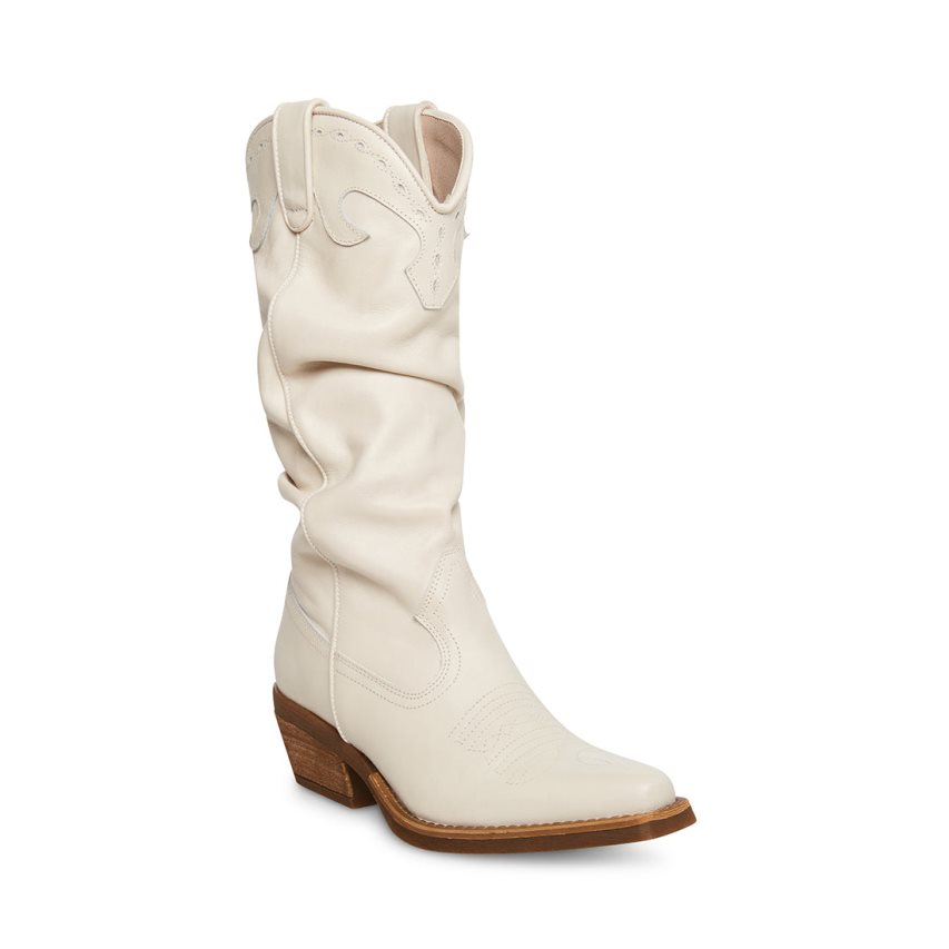 Botas Altas Steve Madden Whiskey Cuero Mujer Blancas | ES OA4613